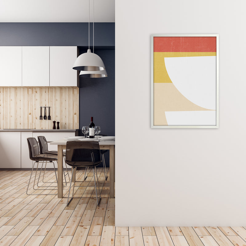 Colourful Mid Century Modern Print B A1 Oak Frame
