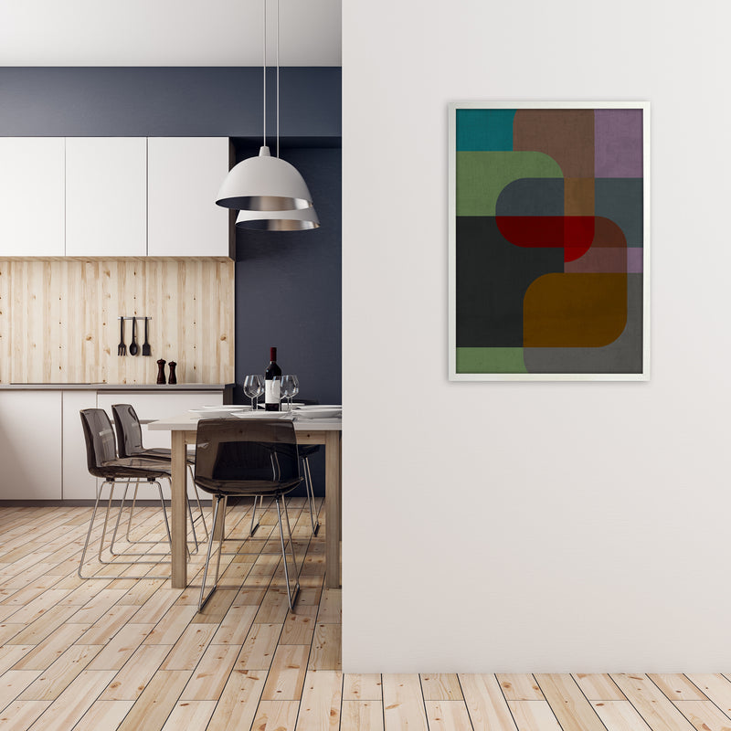 Dark Colourful Abstract Print B A1 Oak Frame