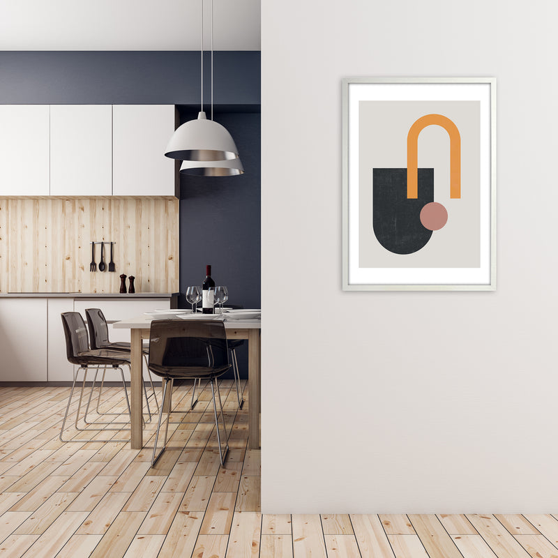 Mid Century Shapes Wall Art Print A A1 Oak Frame
