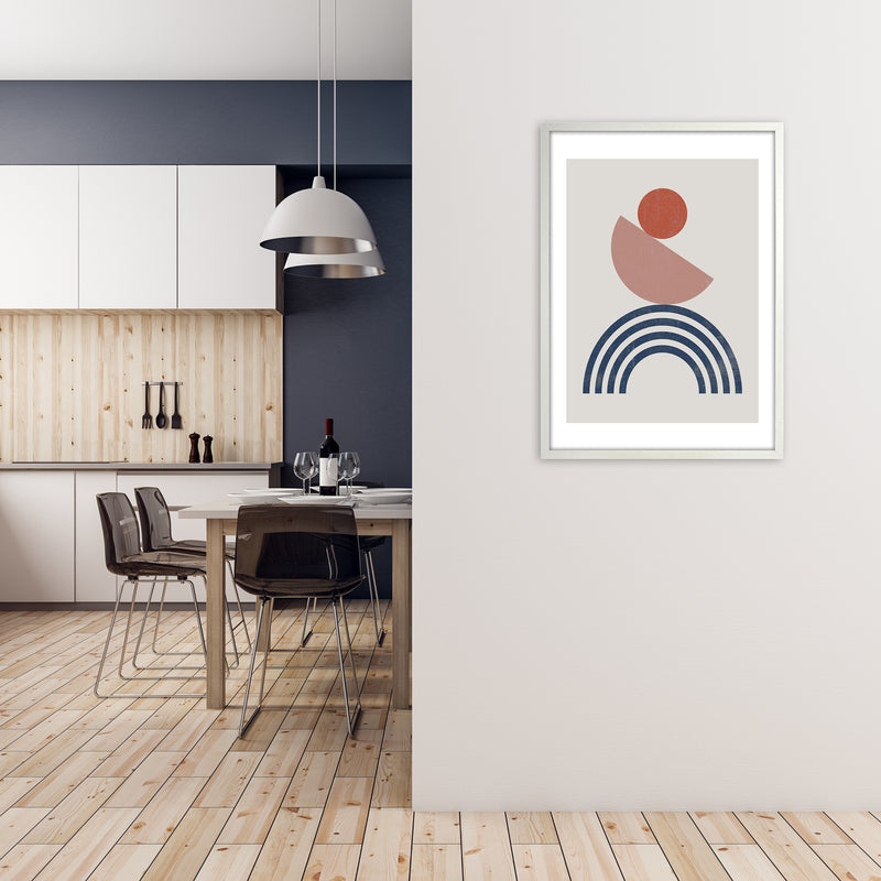 Mid Century Shapes Wall Art Print B A1 Oak Frame