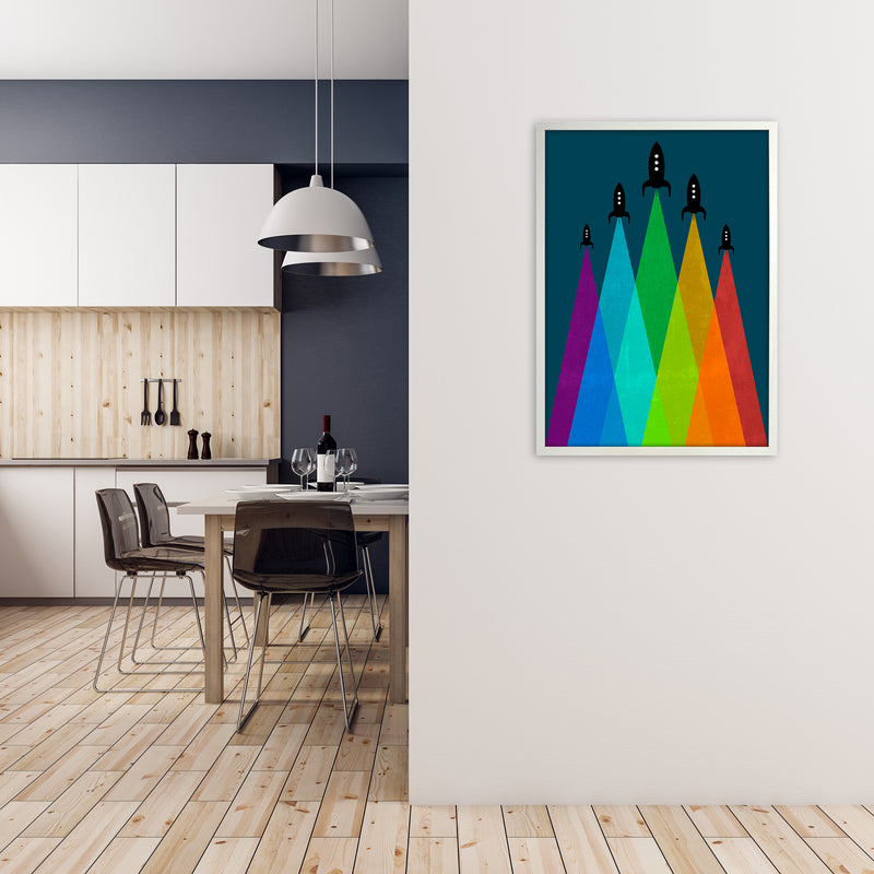 Rainbow and Navy Rocket B A1 Oak Frame