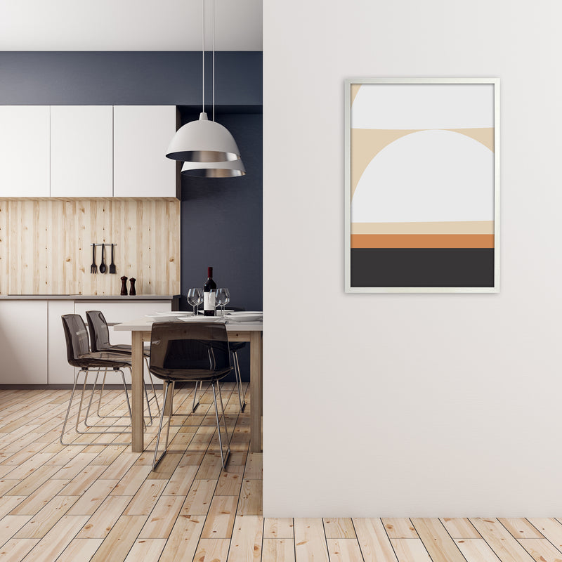 White Abstract Shapes A Original A1 Oak Frame