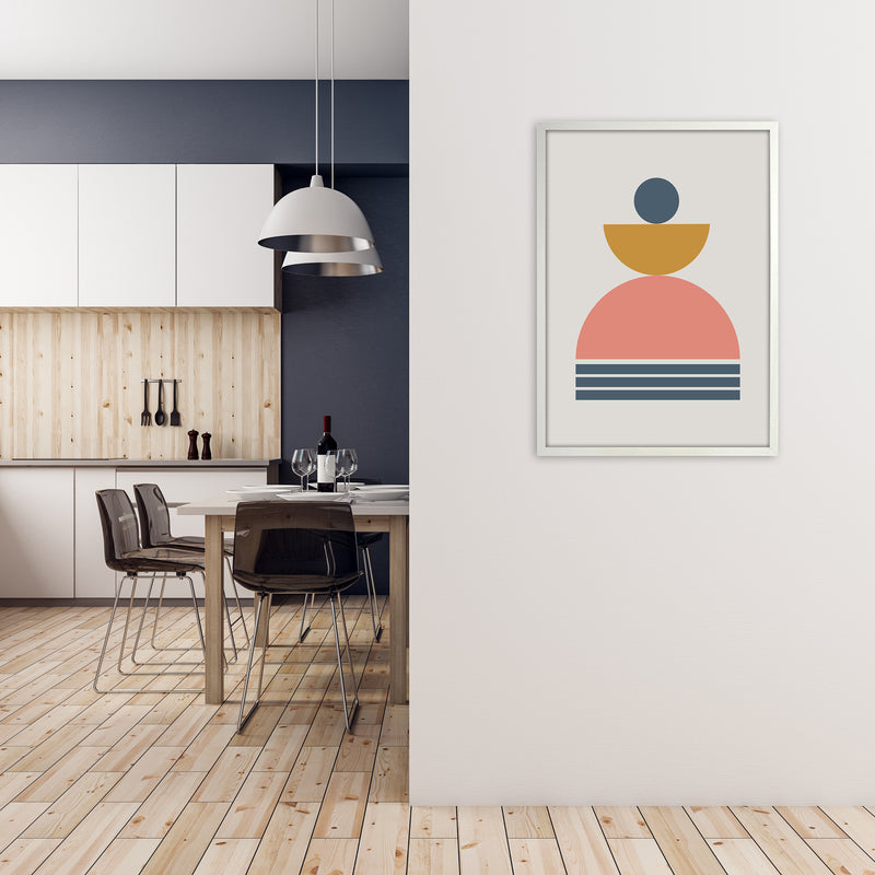 Mid Century Modern Prints on Grey C A1 Oak Frame