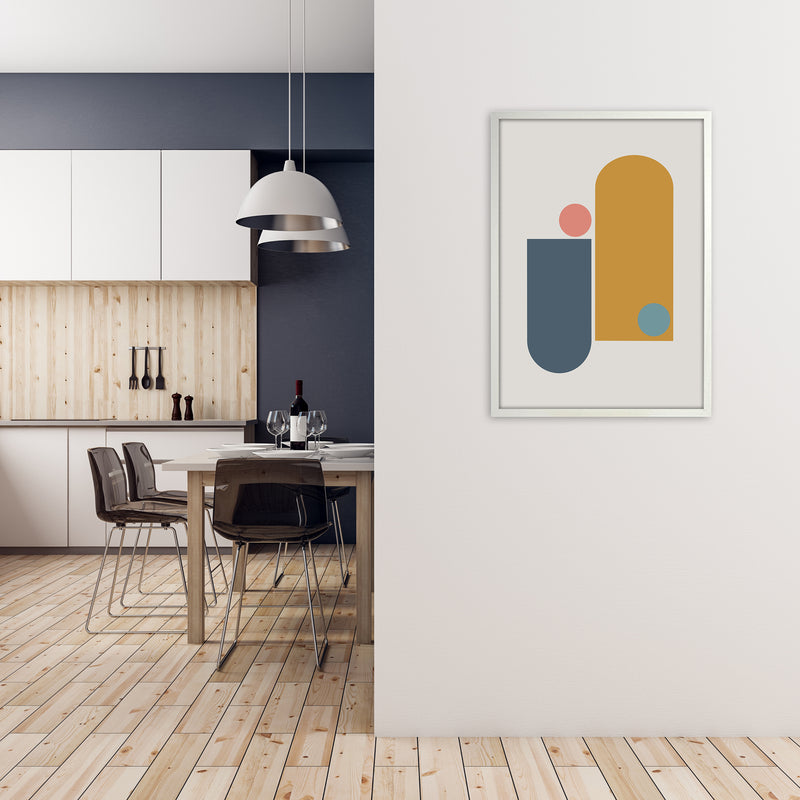 Mid Century Modern Prints on Grey D A1 Oak Frame