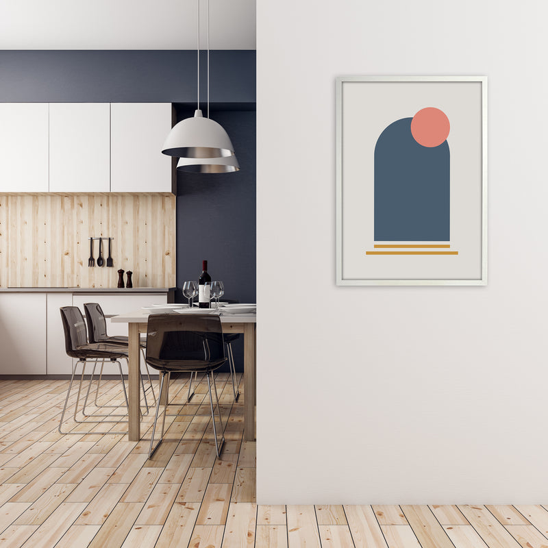 Mid Century Modern Prints on Grey F A1 Oak Frame