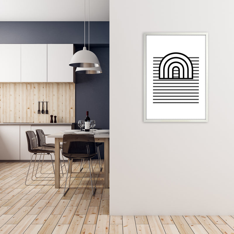 3D Rainbow and Lines Original Abstract Art Print by Print Punk Studio A1 Oak Frame
