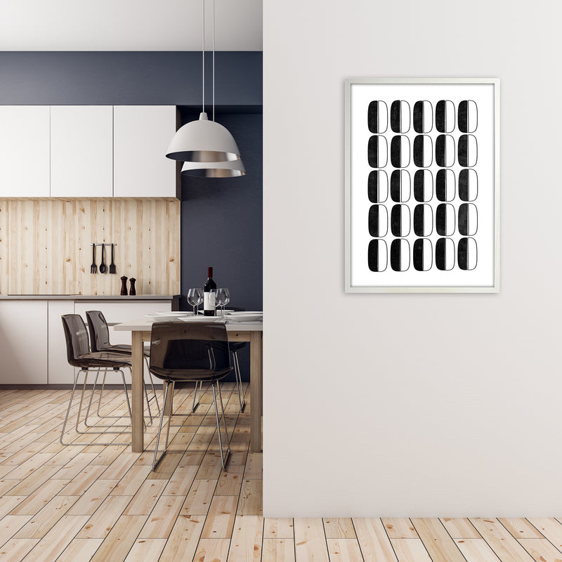 Abstract Coffee Beans Print Original A1 Oak Frame