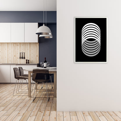Abstract Modern Back and White Circles Original A1 Oak Frame