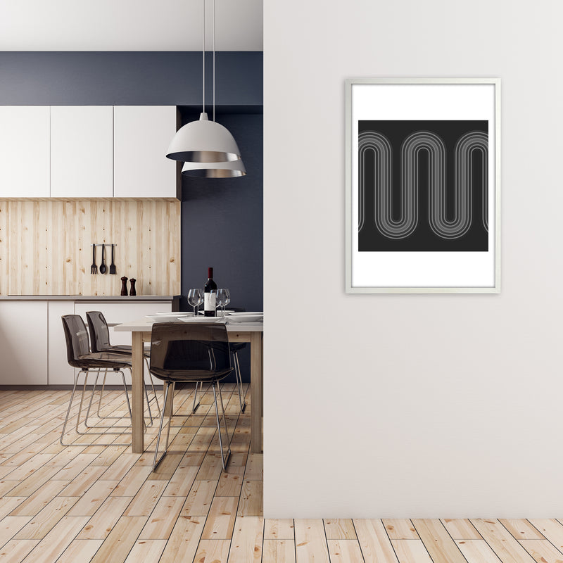 Black and White Line Art A1 Oak Frame