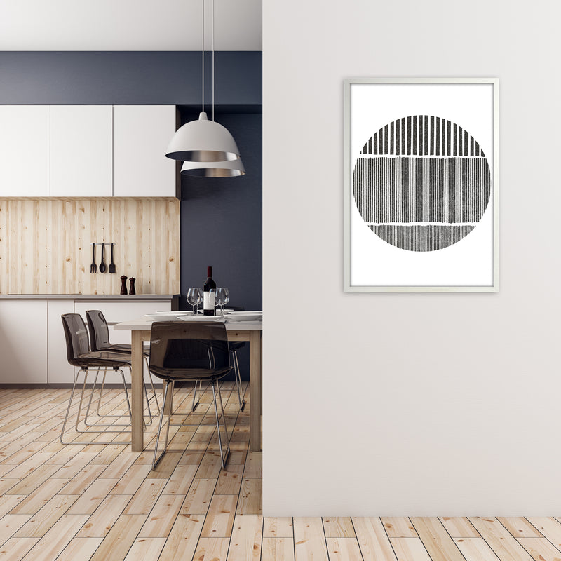 Black and White Lines in A1 Oak Frame