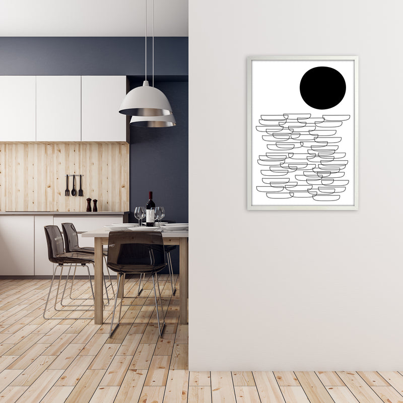 BW Abstract Landscape Original A1 Oak Frame