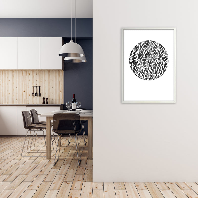Mid Century Dots Circle Original A1 Oak Frame