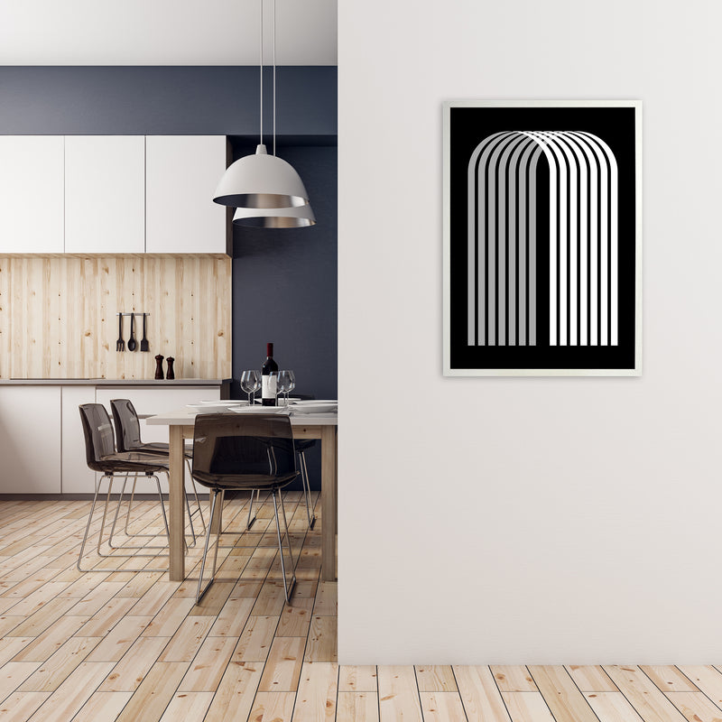 Modern BW Geometric Original A1 Oak Frame