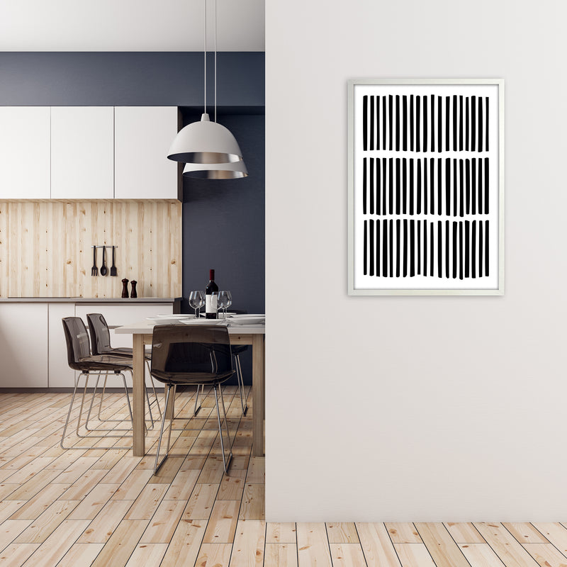 Scandi Black and White Lines A1 Oak Frame