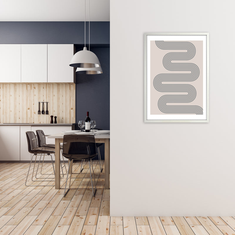 Twisty Lines Neutral Original A1 Oak Frame