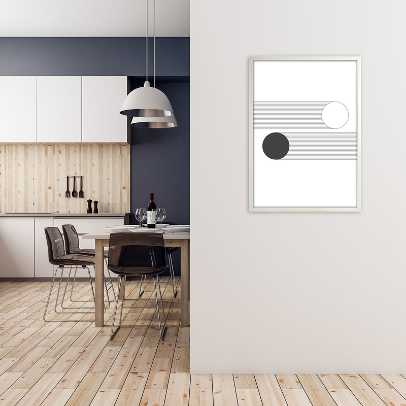 Mid Century Bauhaus Abstract Black and White A1 Oak Frame