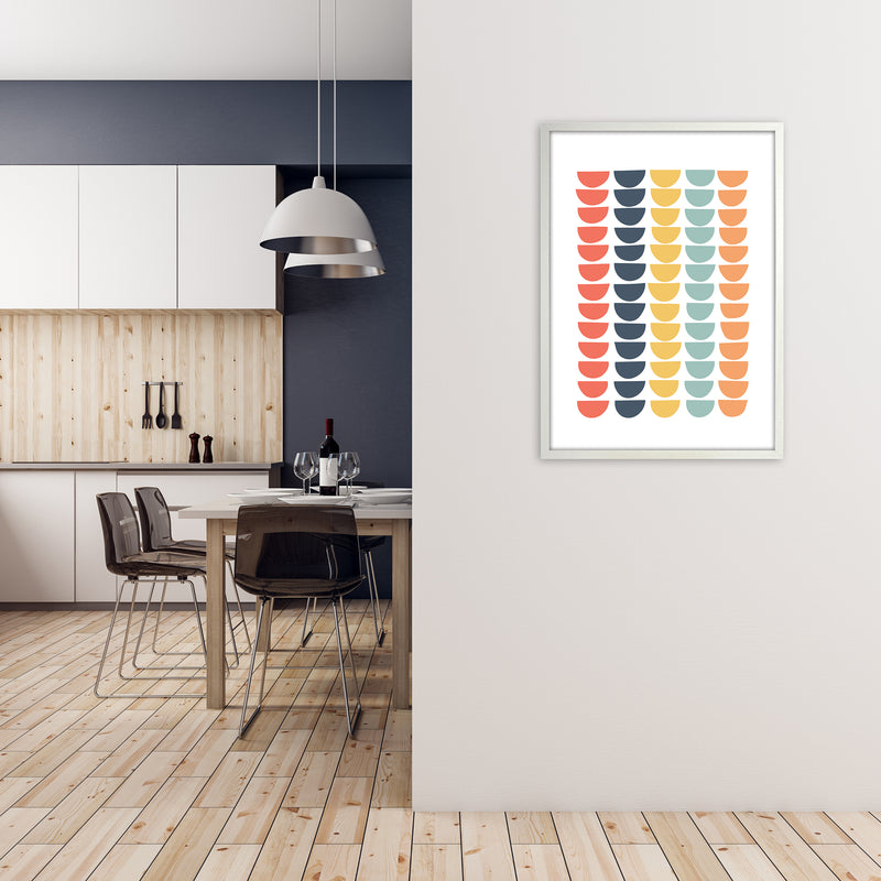 Retro Multicolor Half Circles Original A1 Oak Frame