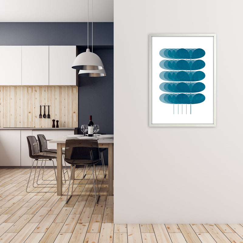 Scandinavian Turquoise Leaves Original A1 Oak Frame