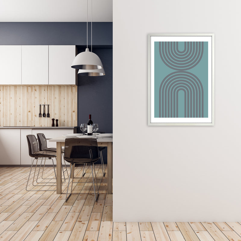 Grey and Blue Modern Rainbow A1 Oak Frame