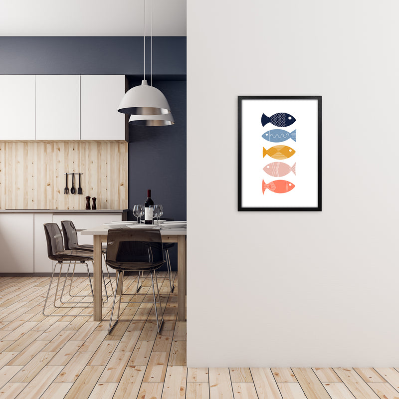 Scandi Mid Mod Fish Original A2 White Frame