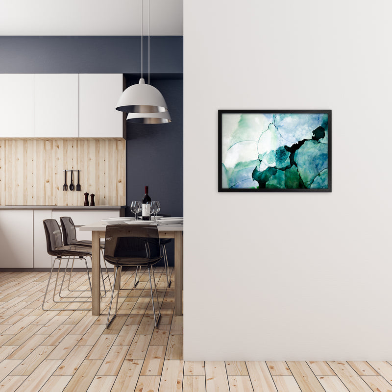 Green Blue Watercolor Art Original A2 White Frame
