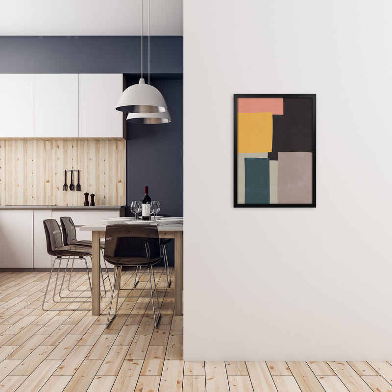 Abstract Block Art Original A2 White Frame