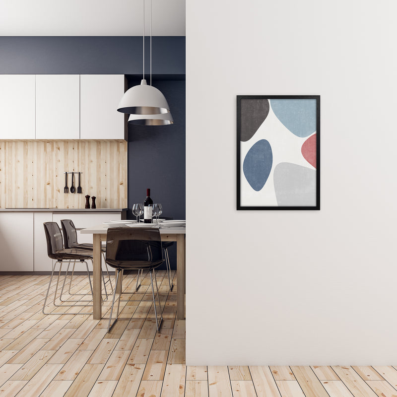 Blues Abstract Wall Art Original A2 White Frame