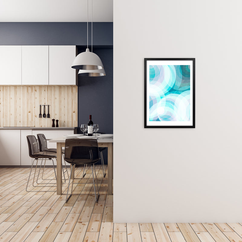 Colorful Purple and Blue Abstract A2 White Frame