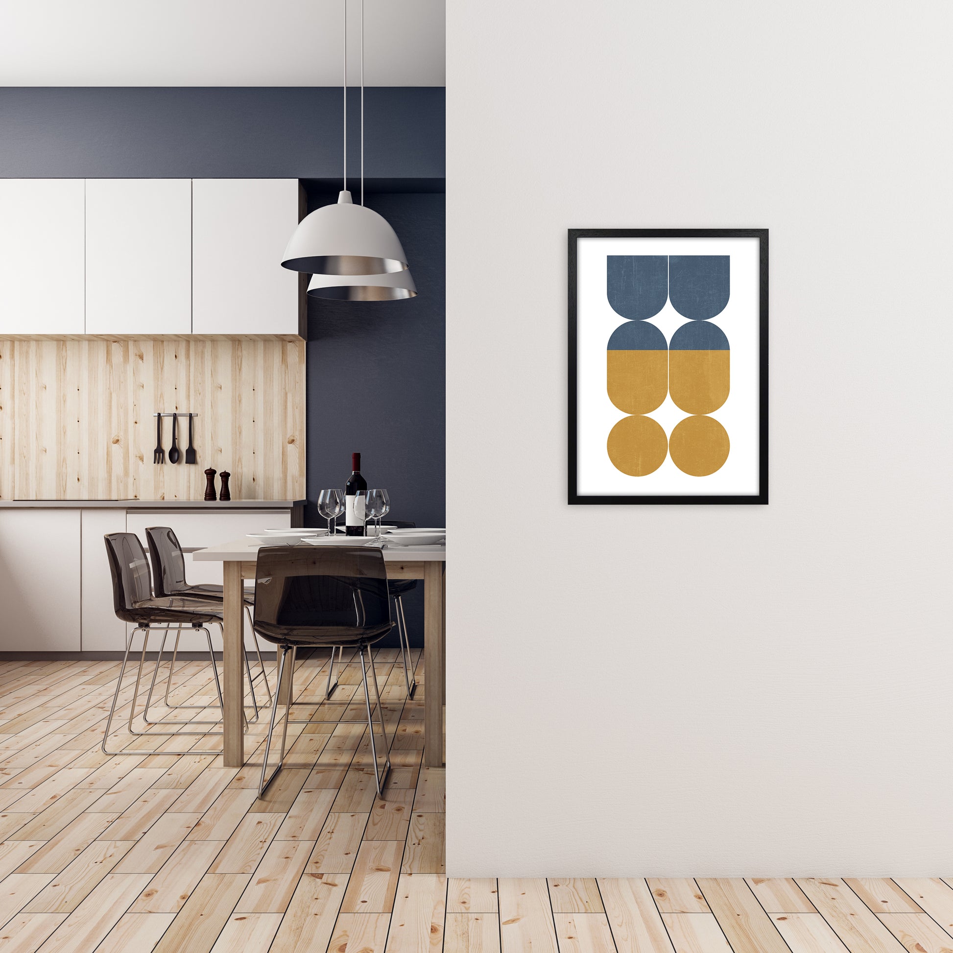 Abstract Art B Modern Contemporary Art Print by Print Punk Studio A2 White Frame