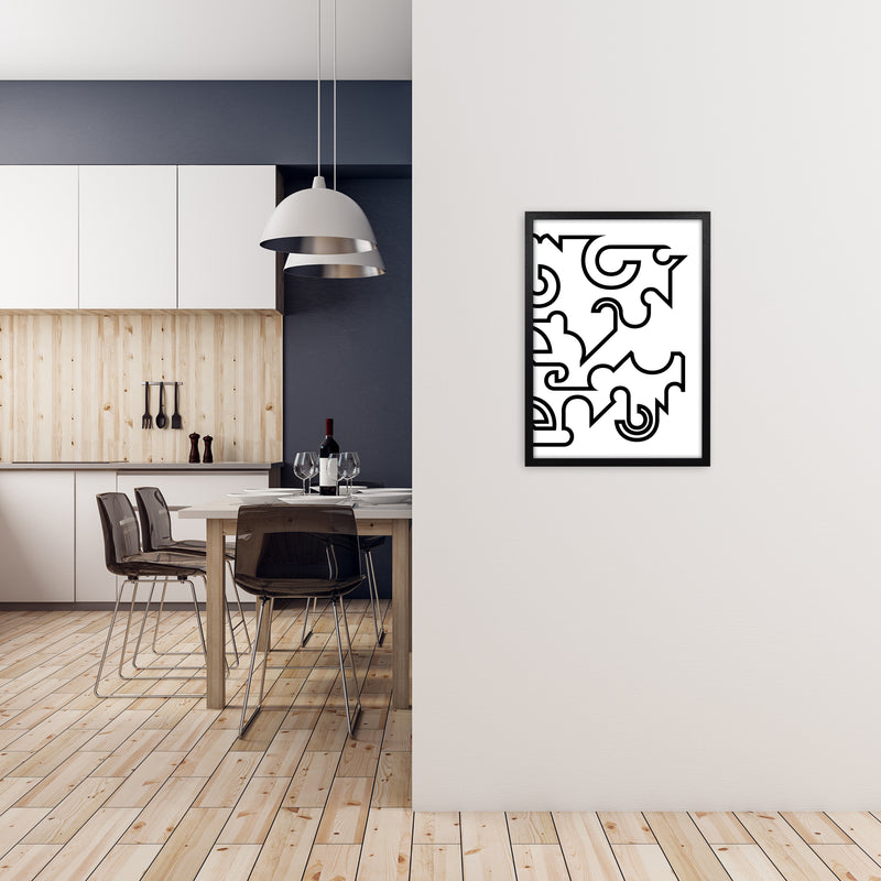Abstract Black and White Minimal Line Right Art Print by Print Punk Studio A2 White Frame