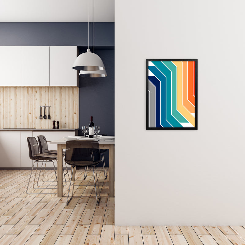 Modern Rainbow Stripes B A2 White Frame