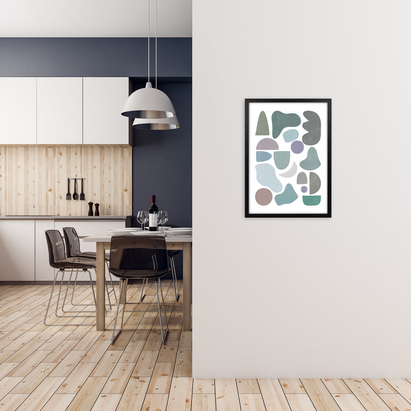 Abstract Terrazzo Shapes B A2 White Frame