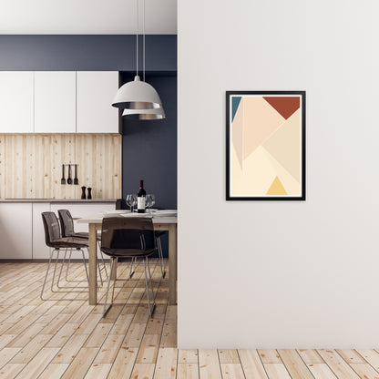 Colour Block Mid Century Art Print B A2 White Frame