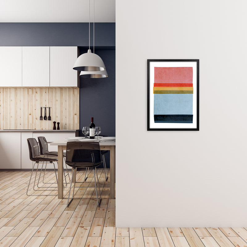 Colourful Abstract Shapes Wall Art B A2 White Frame
