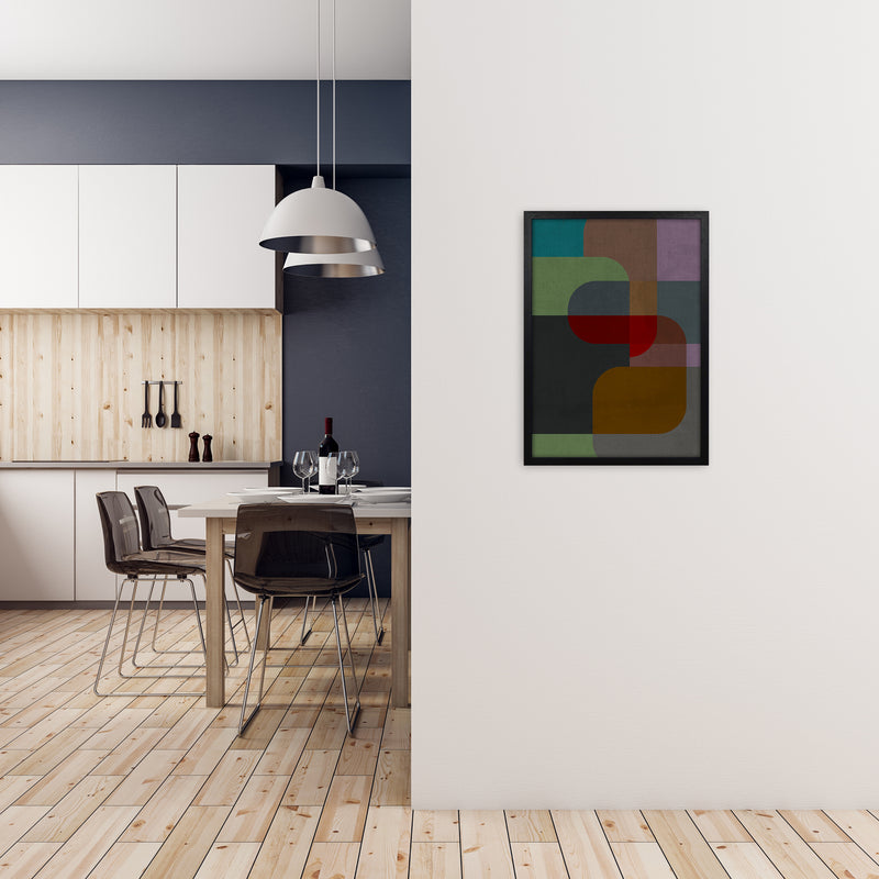 Dark Colourful Abstract Print B A2 White Frame
