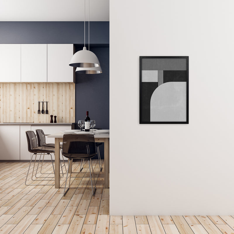 Mid Century Black and White Print A A2 White Frame