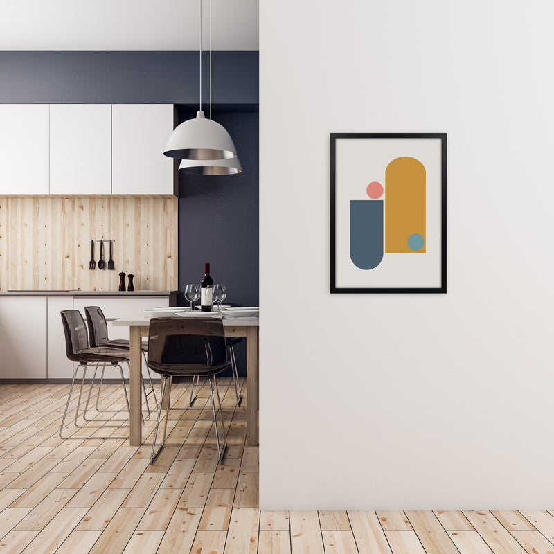 Mid Century Modern Prints on Grey D A2 White Frame