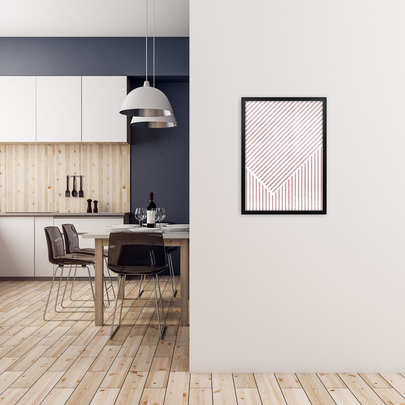 Set of Red Lines Modern Art B A2 White Frame
