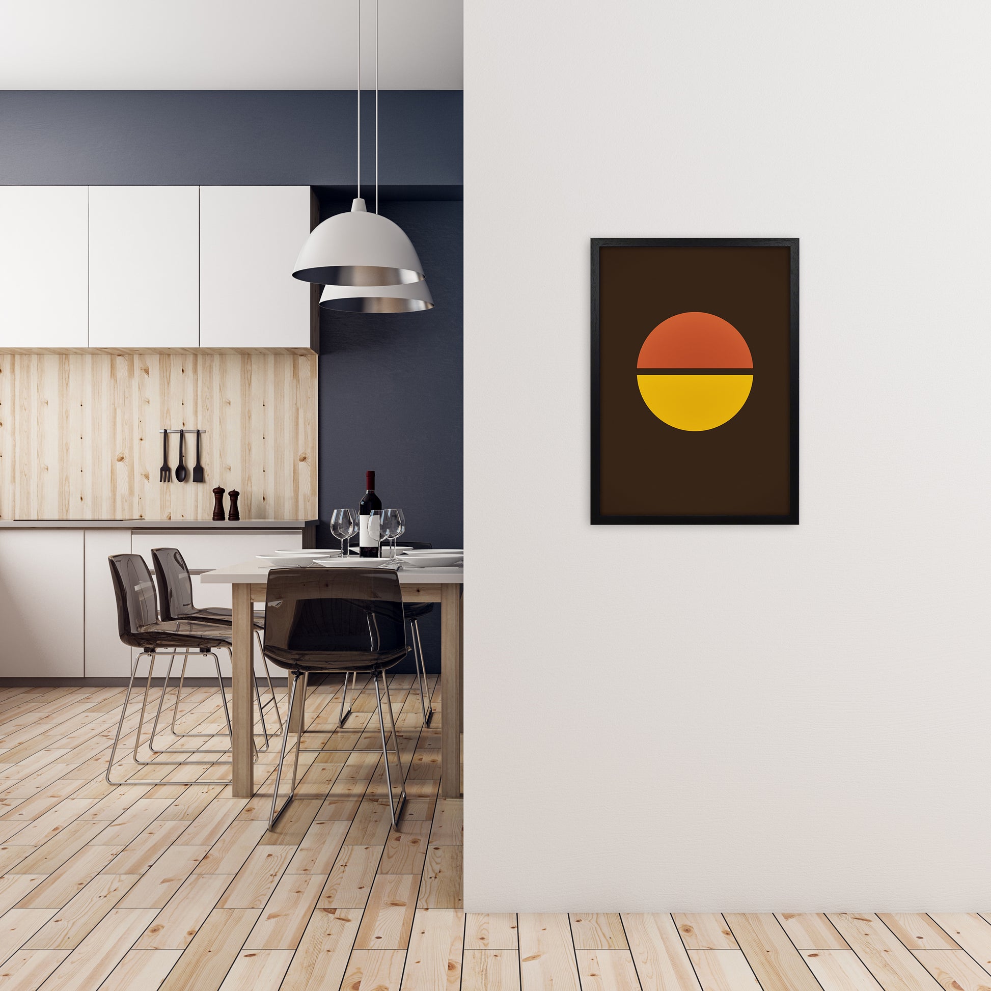 Set of Retro 70s Prints B A2 White Frame