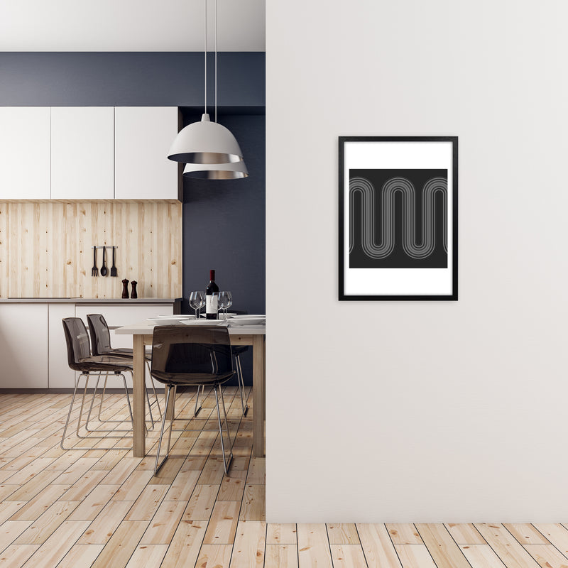 Black and White Line Art A2 White Frame
