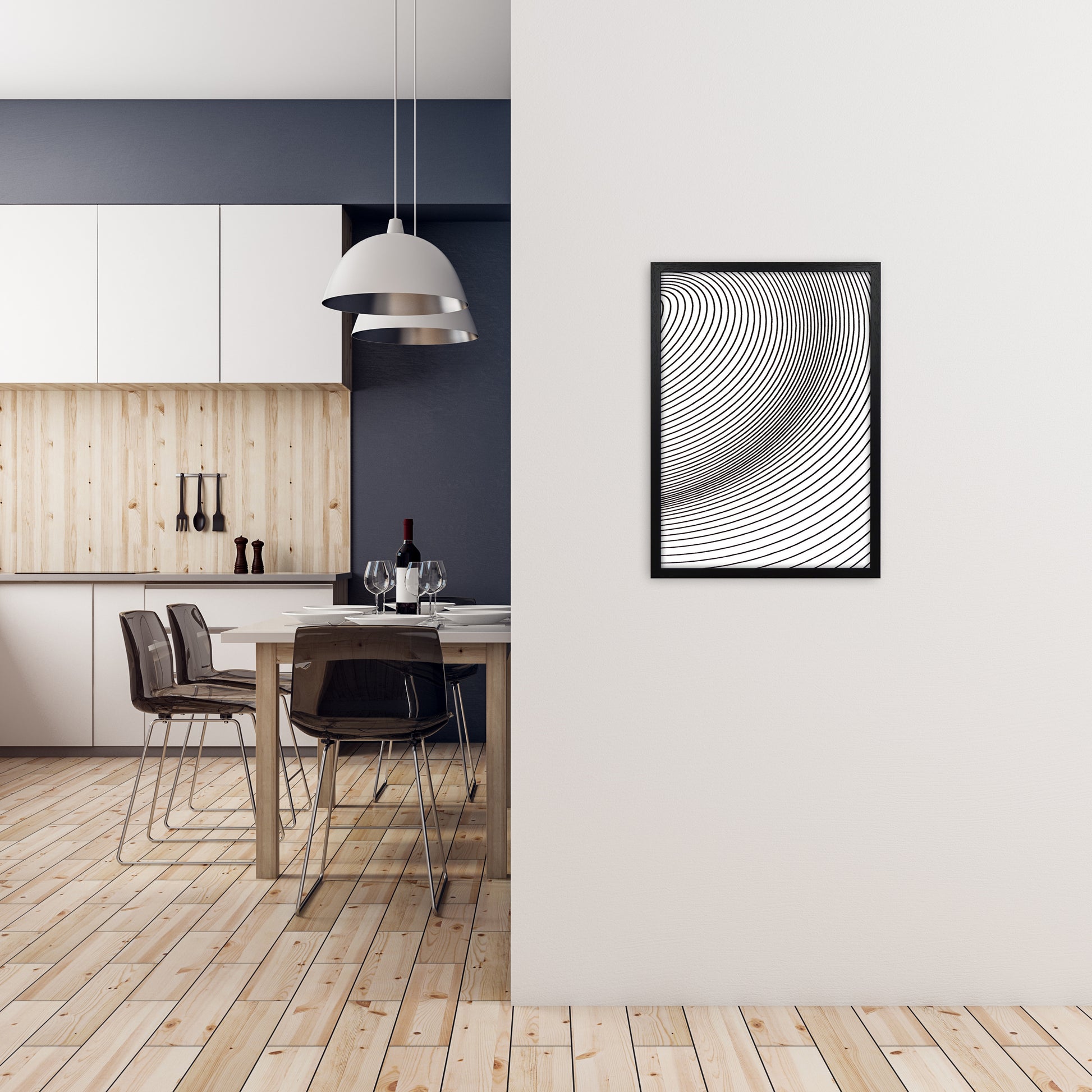 Black and White Line Drawing A2 White Frame