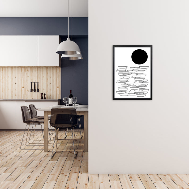 BW Abstract Landscape Original A2 White Frame