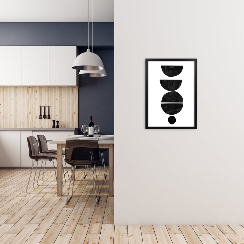Mid Century Abstract Shapes Original A2 White Frame