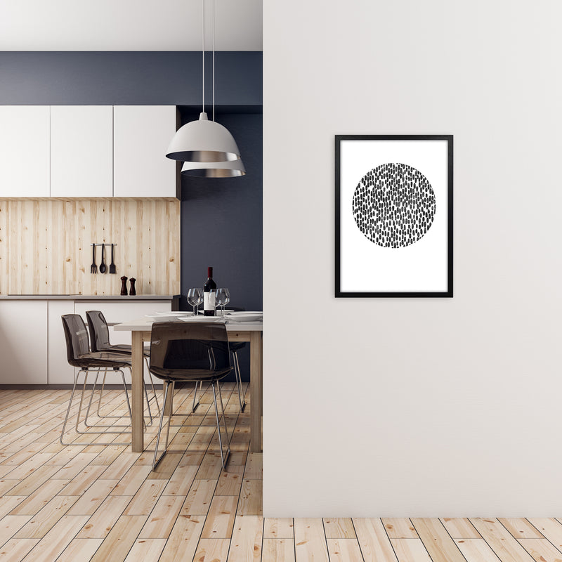 Mid Century Dots Circle Original A2 White Frame