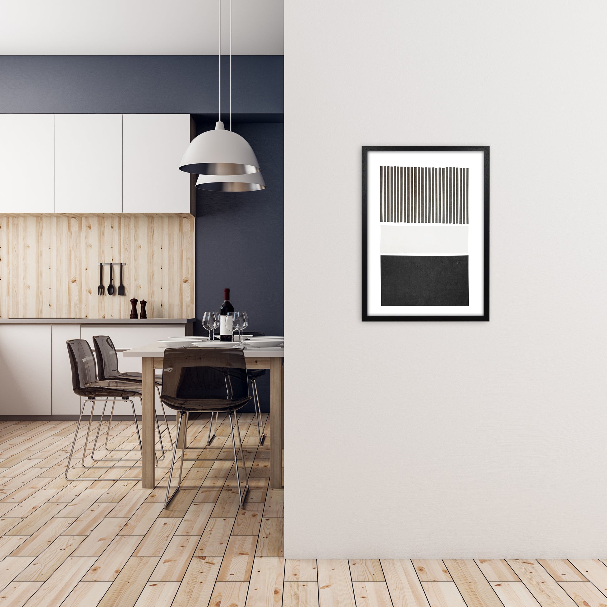 Mid Century Modern Art Original A2 White Frame