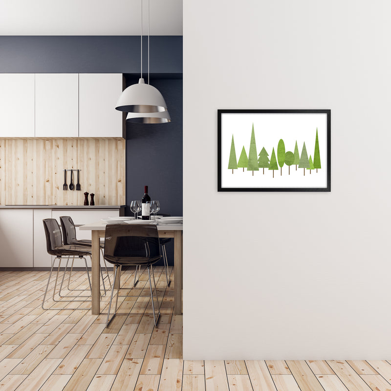 Scandinavian Trees Landscape Original A2 White Frame