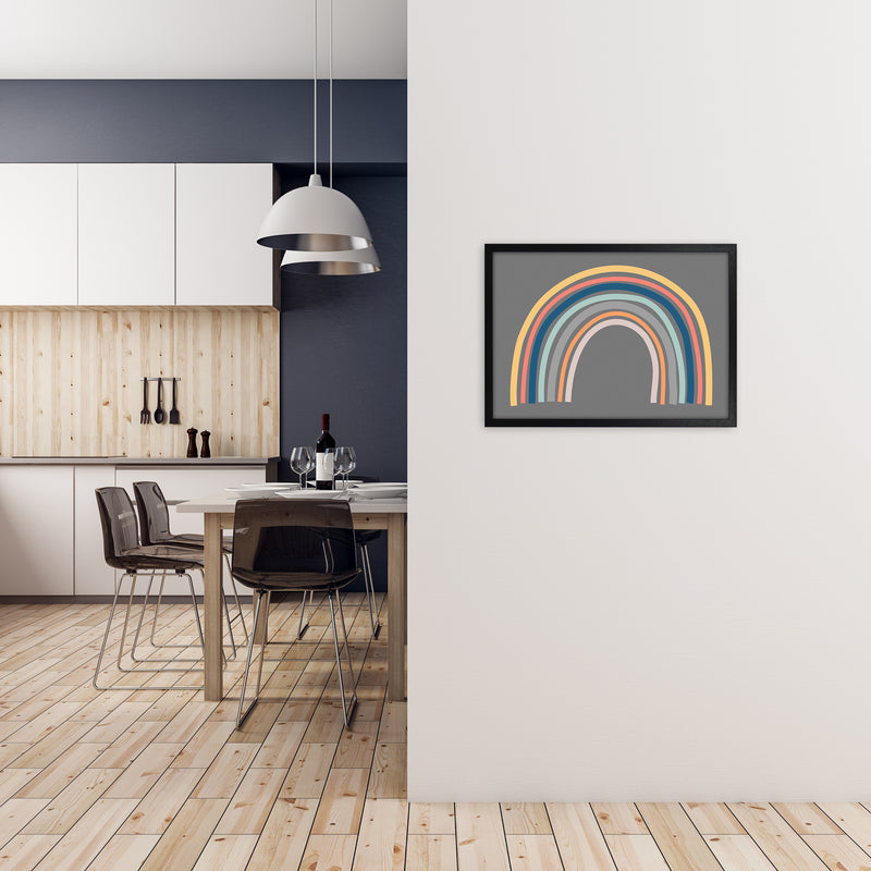 Rainbow on Gray Original A2 White Frame