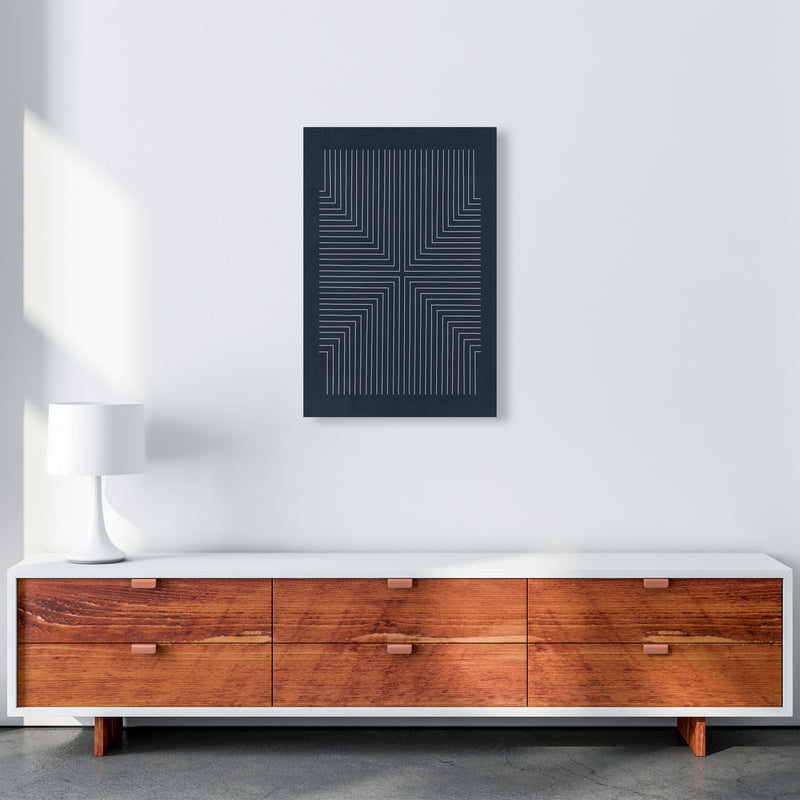 Mid Century Geometric Blue Original A2 Canvas