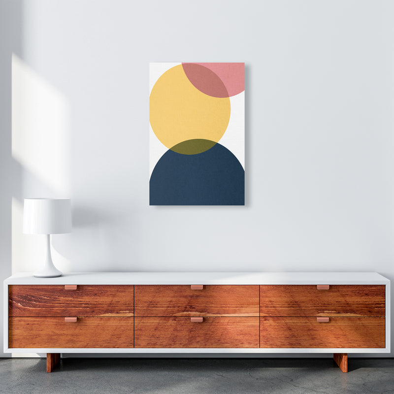 Blue Yellow Pink Pebbles Original A2 Canvas