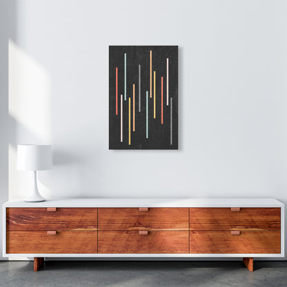 Colorful Lines on Black Grunge A2 Canvas
